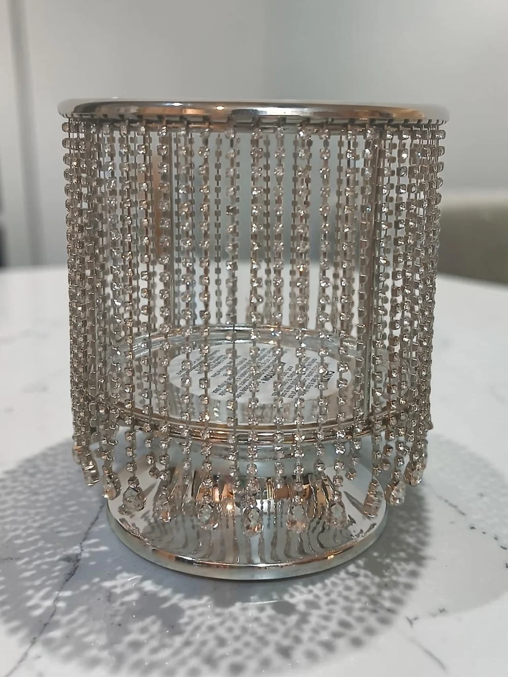 Bath & Body Works Rhinestone Beaded Silver Candle Holder